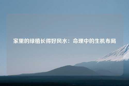 家里的绿植长得好风水：命理中的生机布局