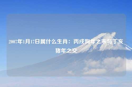 2007年1月17日属什么生肖：丙戌狗年之末与丁亥猪年之交